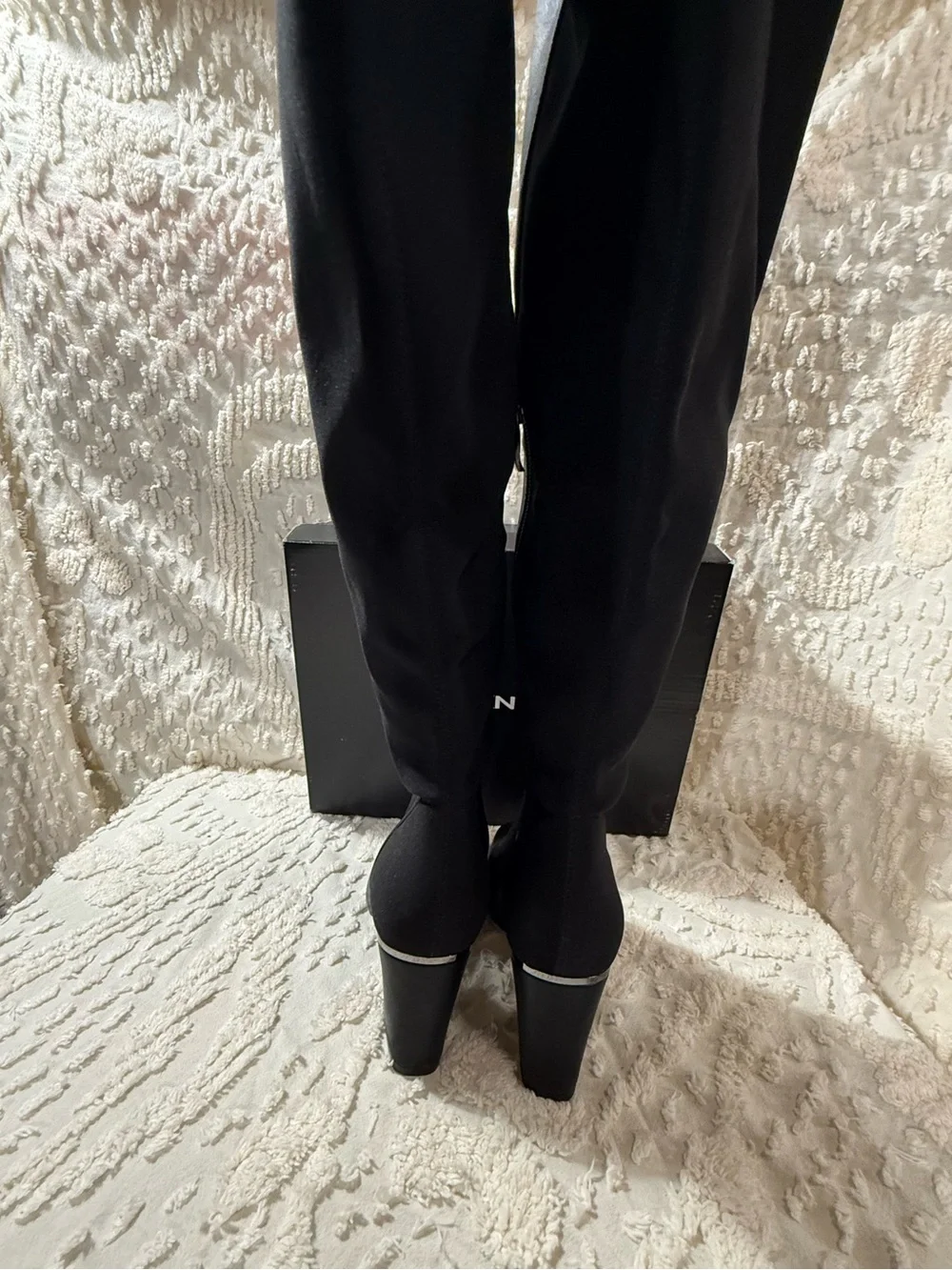 DKNY Black Knee High Block Heel Boots #711